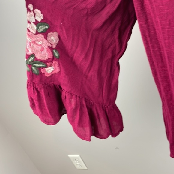 Vintage America Blues Blouse SZ M Floral Flare Sleeves Flowy and Comfortable - Picture 7 of 13